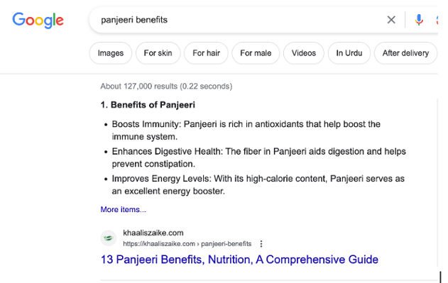 Focus Keyword “Panjeeri benefits