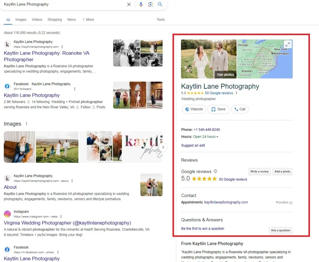 Google Business Profile for Wedding Photographer